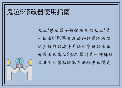 鬼泣5修改器使用指南